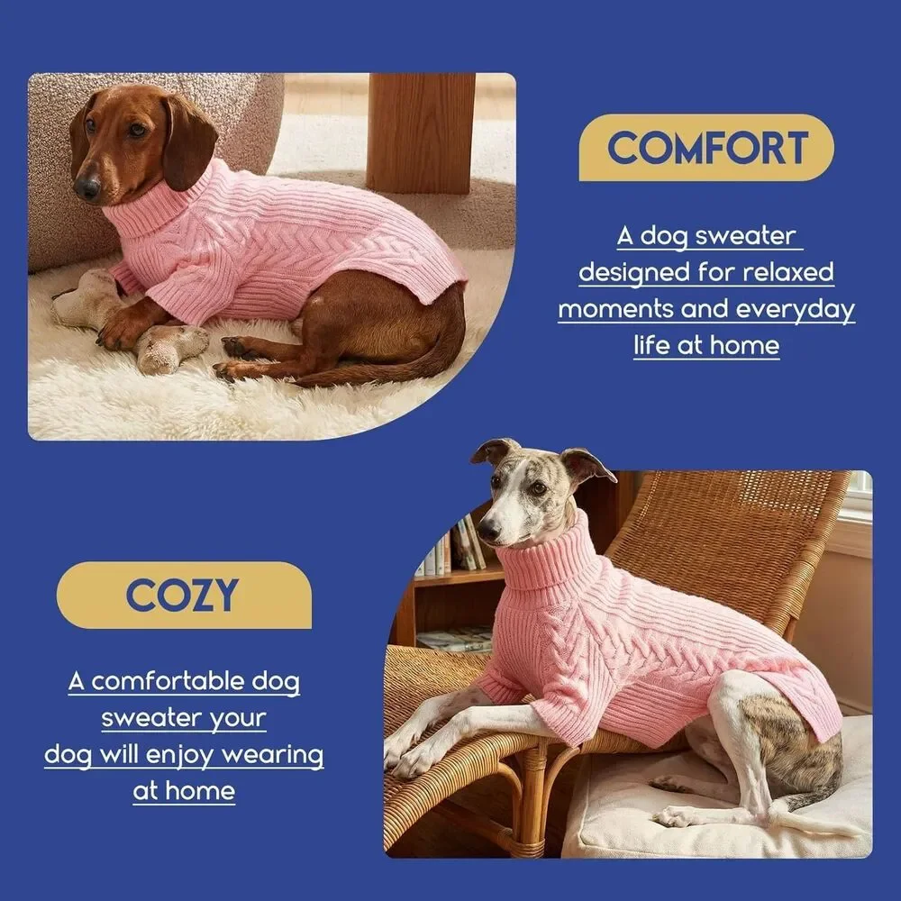 Dog Sweater Size 4XL Pink Pet Sweatshirt Turtleneck Pullover Arctic Valvet, Wool